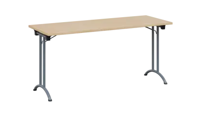 SLA 160 lak skládací jednací stůl 1600x600, deska 25 mm, podnož stříbrný lak, deska bříza světlá